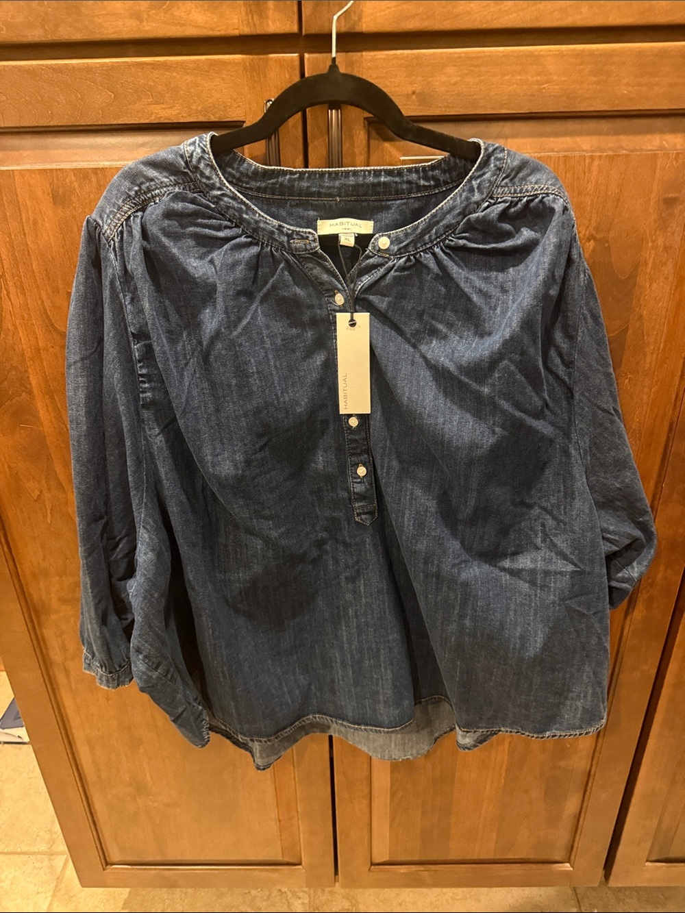 Habitual Dark Indigo Denim Peasant Tunic